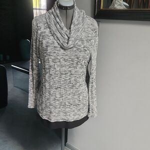 Cozy Gray Cowl Neck Sweater with Relaxed Fit